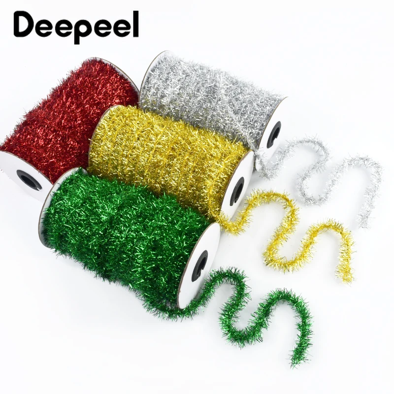 

1Roll=50Yards 2mm Color Webbing Rope Christmas Decorative Lace Trim Woolen Strips Fastivel Glitter Tinsel Woven Cord Accessories