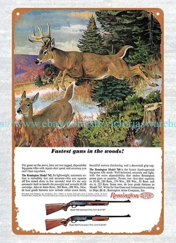 1964 Remington Rifle firearm Deer Hunting metal tin sign man cave  wall decor