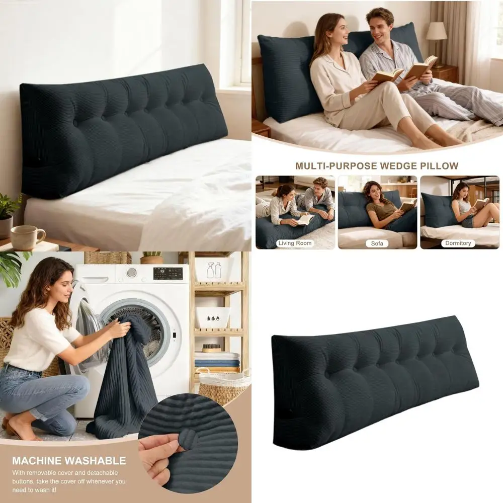 

Треугольная подушка-валик King Size со съемным бархатным чехлом, идеально подходит для чтения и использования в двухъярусных кроватях