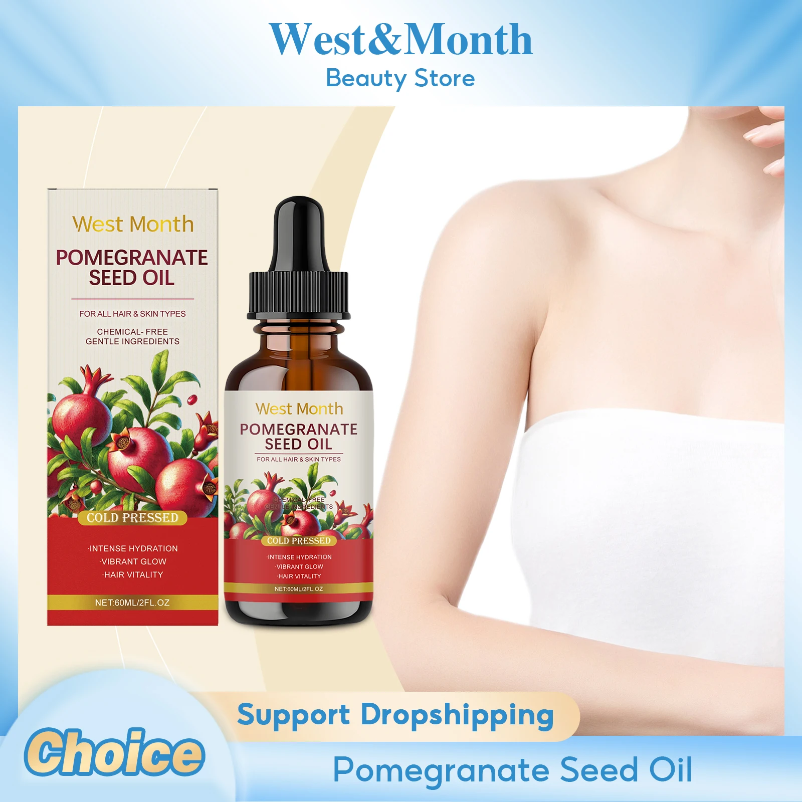 

Pomegranate Body Oil Anti Aging Reduce Fine Lines Nourish Scalp Hair Improve Dryness Tightening Smoothing Moisturizing Body Oil