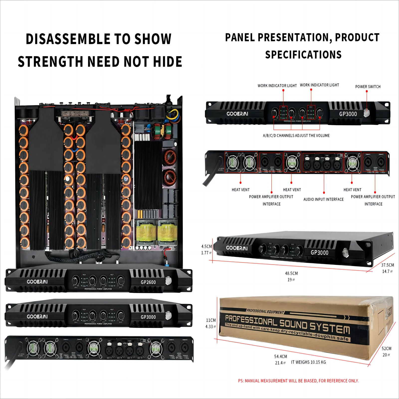 Demao GP3000 Professional High Digital Power Amplifier Class D 3000W 4 Channels 1U Power Amplifier