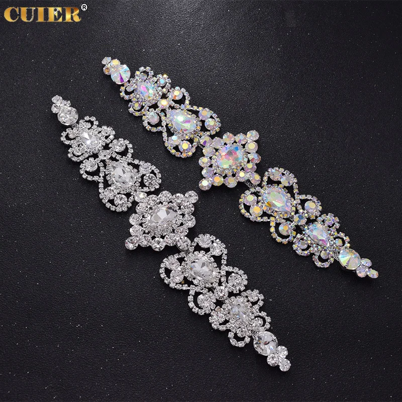 1Piece Glass Strass Wedding Dress Belt Sash Appliques Trim AB Color Rhinestones Clothings Patches Trim Sewing Decorations DIY