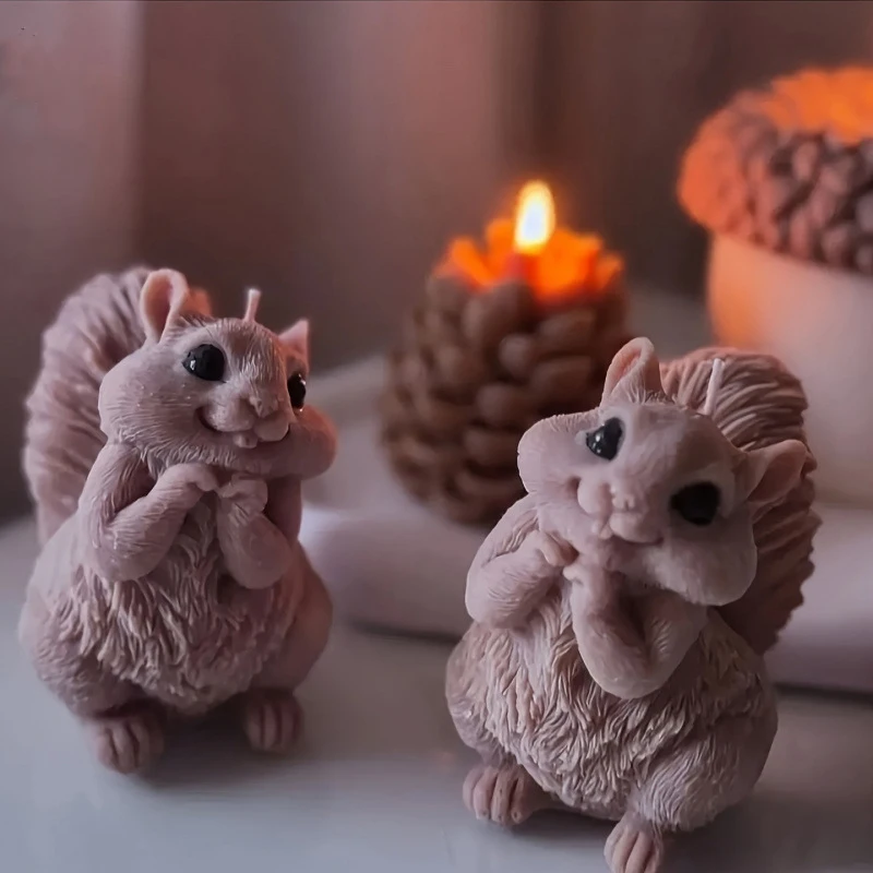 Nette Eichhörnchen Kerze Silikon Form Tannenzapfen Duftenden Gips Form Chipmunk Tier Seife Epoxidharz Handwerk Machen Form Wohnkultur