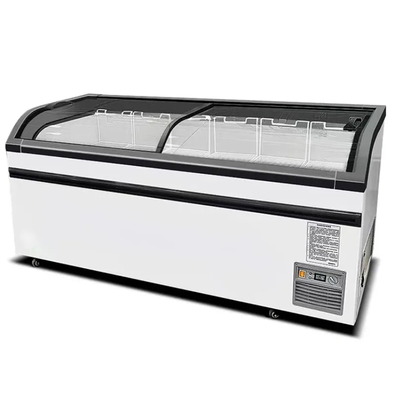Wholesale Commercial Supermarket Refrigeration Island Freezer High Quality Compressor Sliding Door US Plug New Outdoor Use