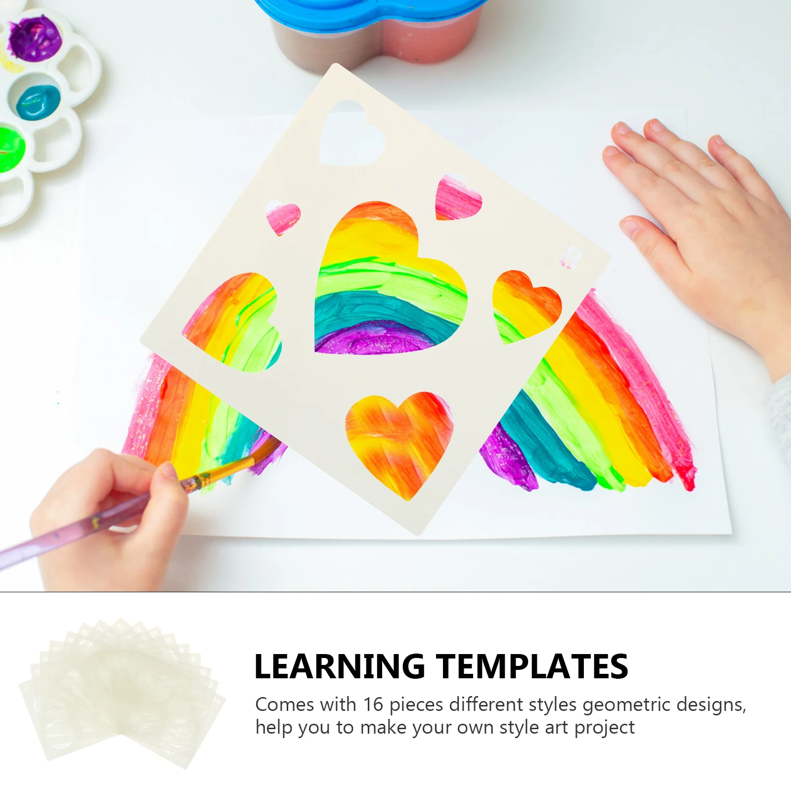 

16 Pcs Mathematical Graphics Template Learning Stencil Mold Painting Templates Tracing Pet Child School Teaching