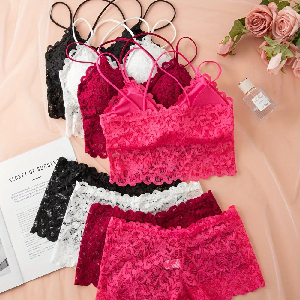 

Комплект из 4 предметов, сексуальный, удобный, модный, повседневный, кружевной, женский комплект нижнего белья, без стального кольца, красивый комплект с бюстгальтером на спине, трусики