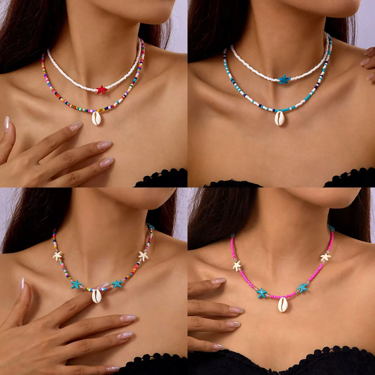 Noter Neue Mode Frauen Halsband Halskette Böhmen Seestern Shell Anhänger Kragen Freizeit Vielseitige Accessoires Perfektes Geschenk Für Sie