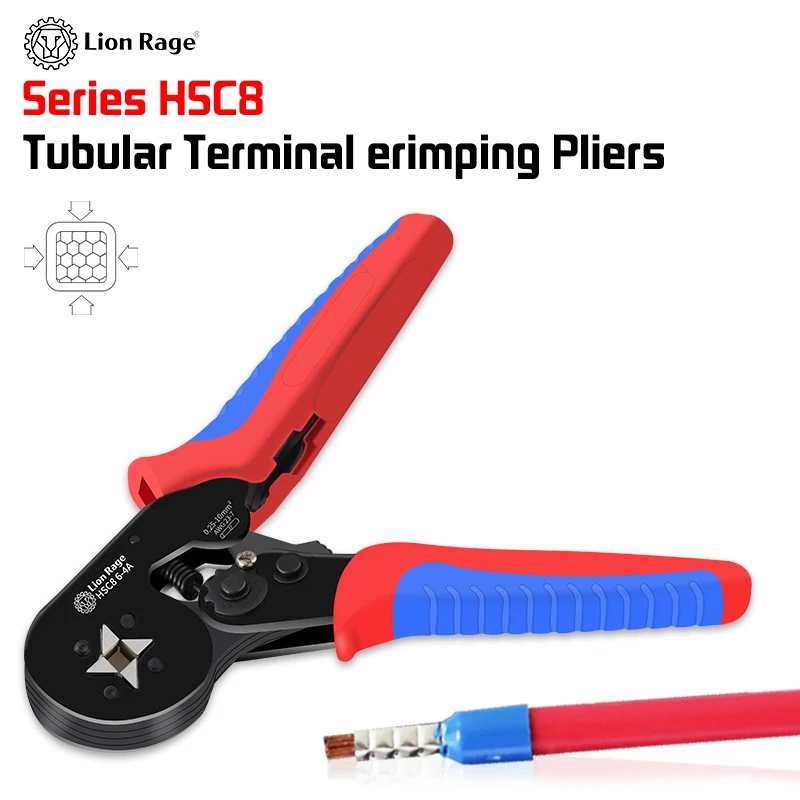 Ferrule terminal pliers crimping tool HSC8 6-4A F anti slip handle ratchet electrician wire ferrule/pin terminal repair tool