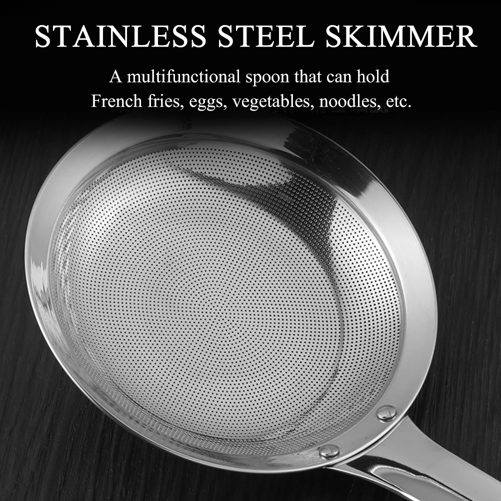 

Stainless Steel Filtering Spoon Oil Strainer Kitchen Skimmer Grease Colander Hold Noodles Eggs Vegetables French Fries Heat