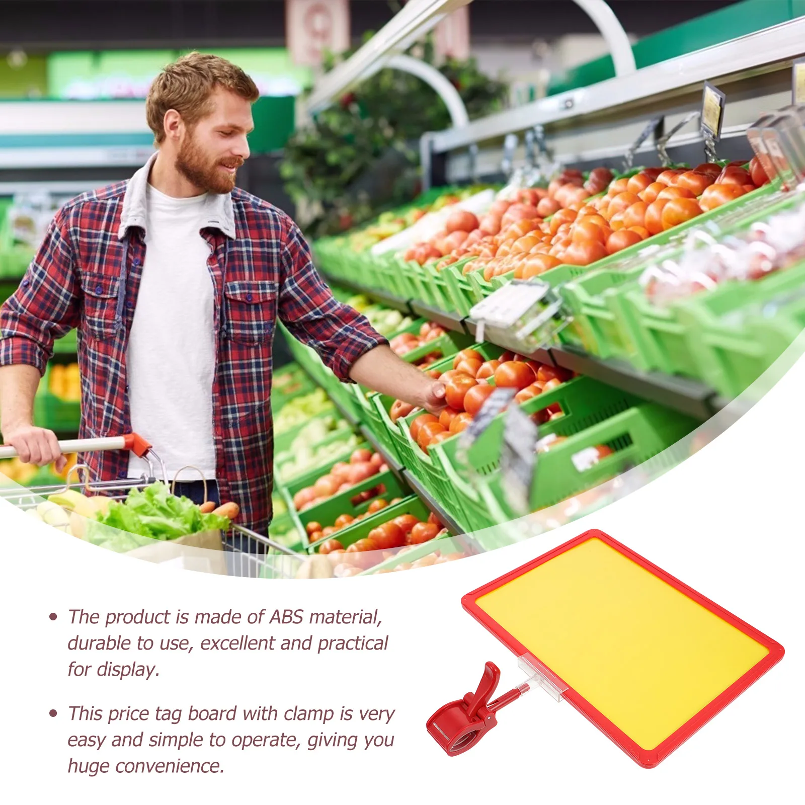 1 set A4 Clip Tags Label Sign Holder Double Sided Red Merchandise Clips ABS Material Price Tag Board Reusable