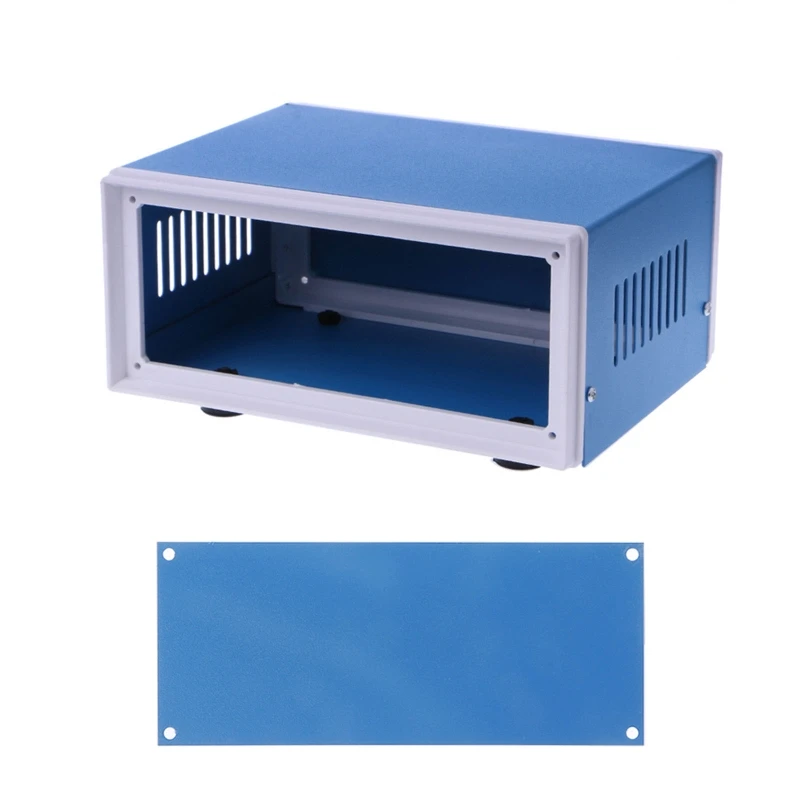 Blue Junction Box Metal Rectangle Electronic Project for Case Corrosion Resistan