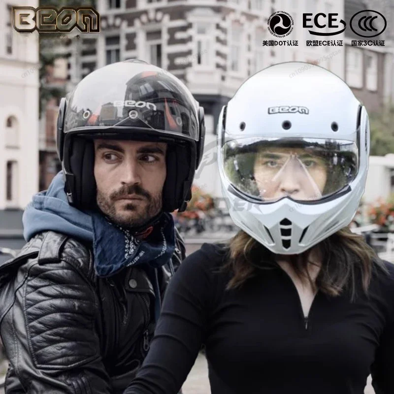 

BEON Flip Up Motorcycle Helmet Multi Form Backflip Double Lens Helmet ECE DOT Approved Full Face Retro Off-road Cascos Para Moto
