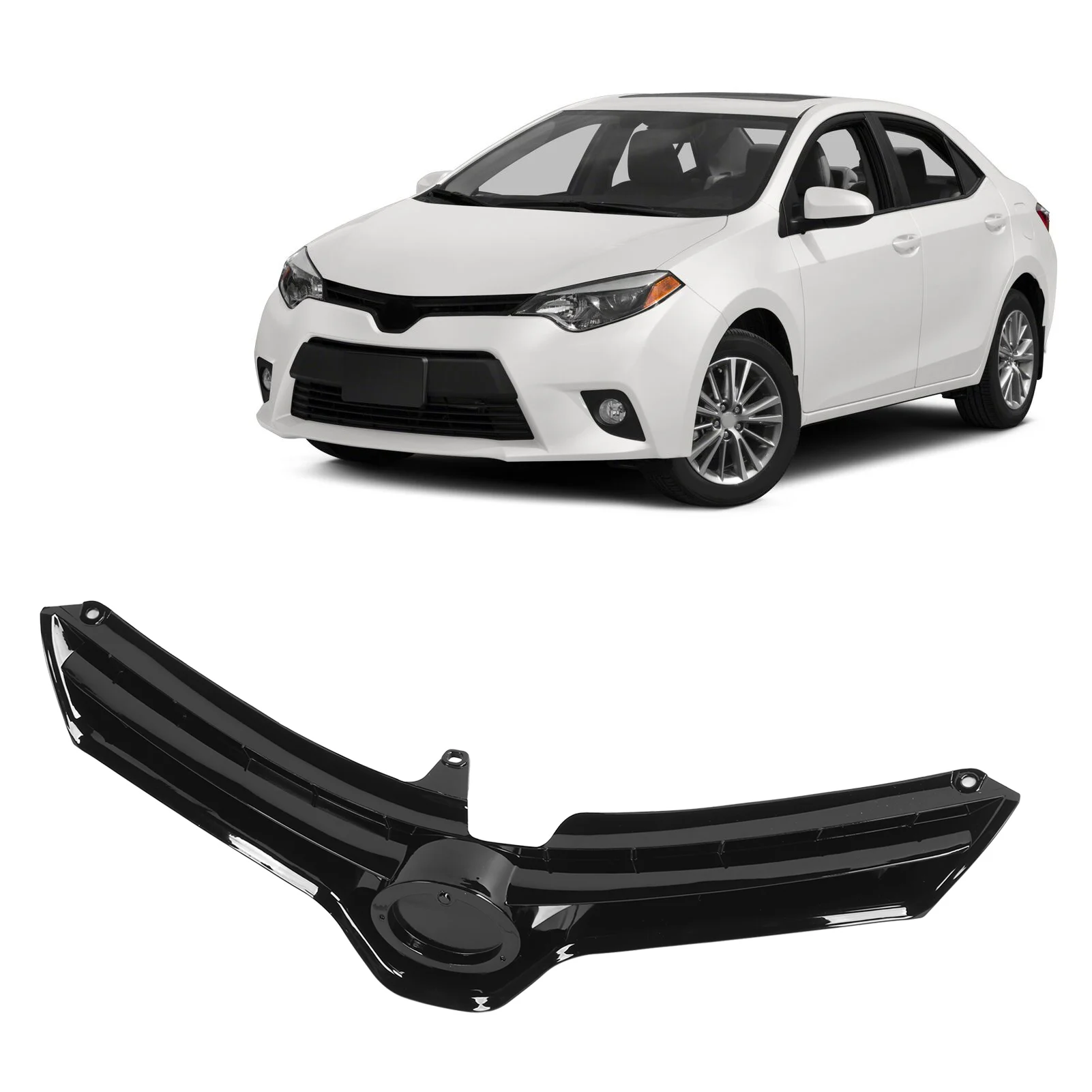 Front Bumper Upper Grille 53100 02560 Upper Hood Grill Cover Replacement For Toyota Corolla L LE CE 2014 To 2016 Black