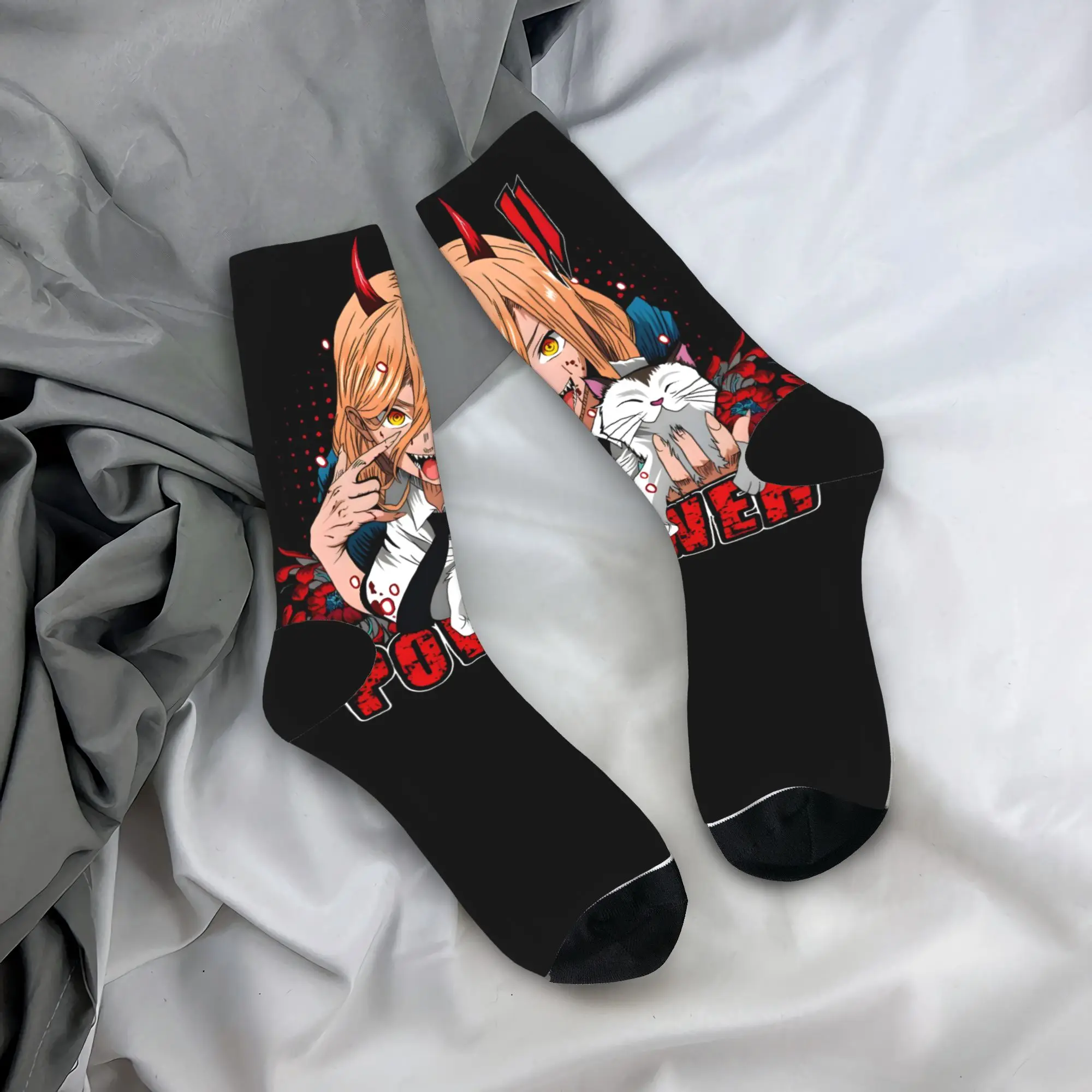 Chainsaws Man Socks Power Devil Girl  Pattern Stockings Anti-Slip Unisex Men Socks Soft Breathable Winter Casual Climbing Socks