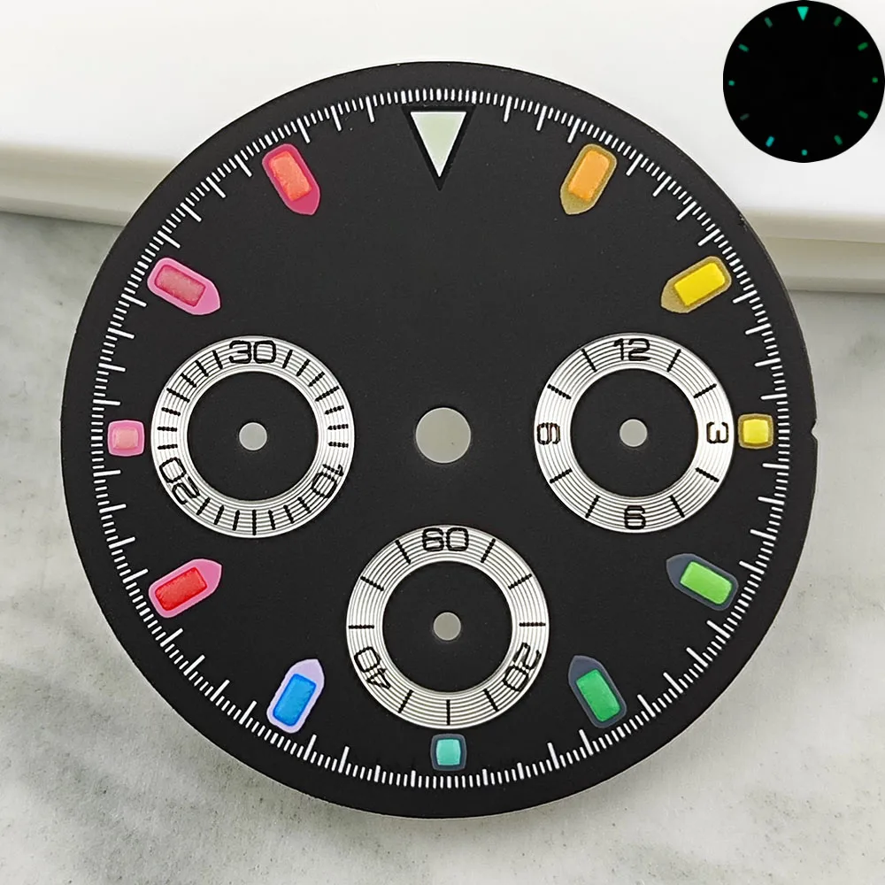 High Quality Green Luminous VK63 Dial 29.5mm Watch Dials Fits for VK63 Movement Men Watch Accessories