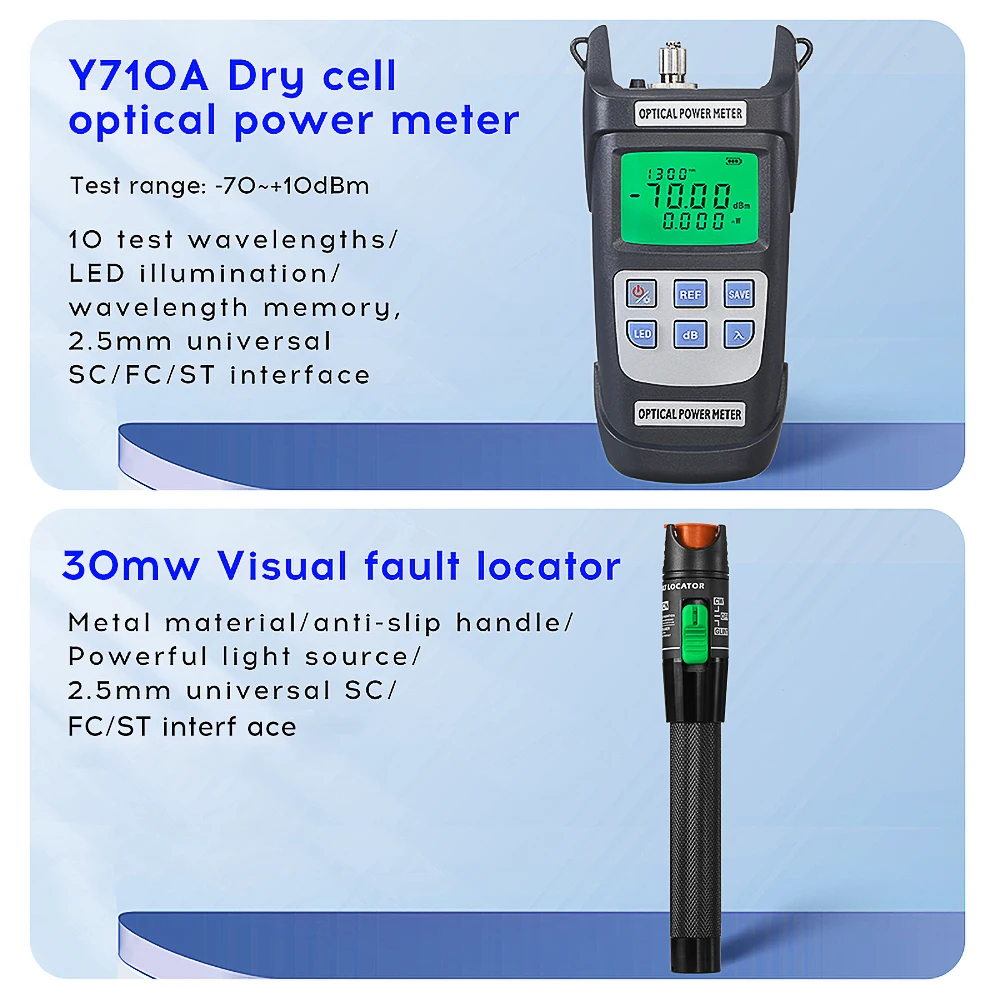 Zestaw narzędzi światłowodowych COMPTYCO FC-6S Tasak światłowodowy z miernikiem mocy światłowodu Y710A i wizualnym lokalizatorem usterek 30 mW