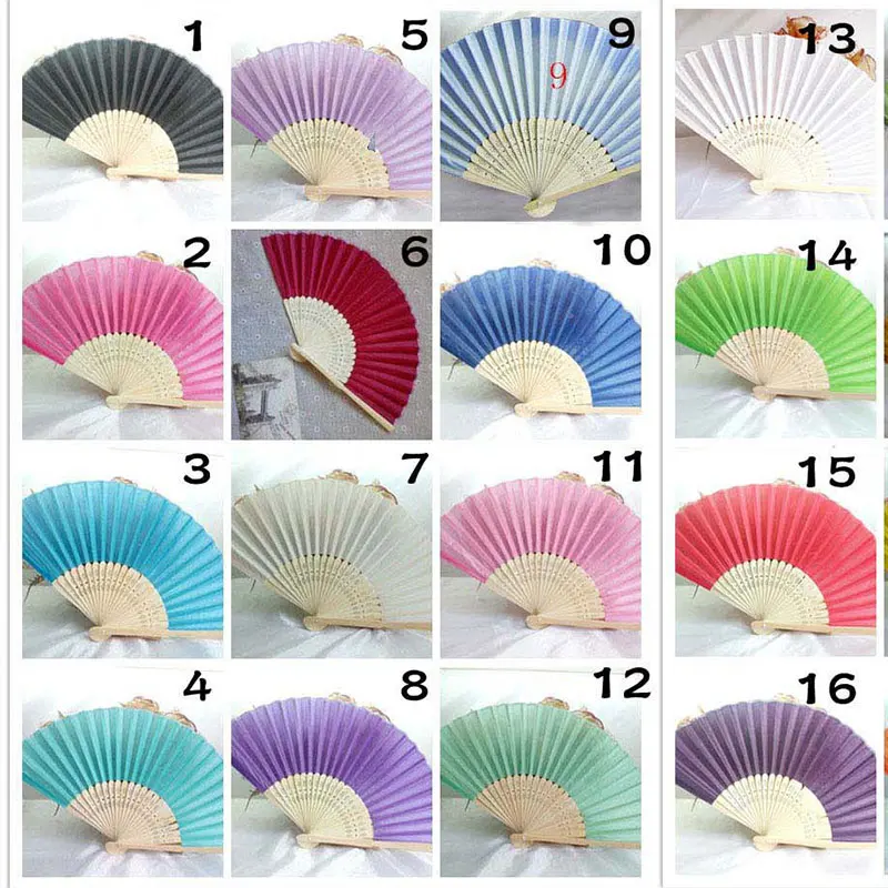 

10Pcs Plain Cloth Fan Plain Wedding Folding Fan Candy-colored Cloth Fan 23 Colors Optional