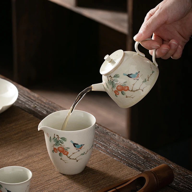 170ml Chinese Traditional Ceramic Teapots Hand-painted Flower and Bird Tea Pot Household Kettle Handmade Tea Set Accessories