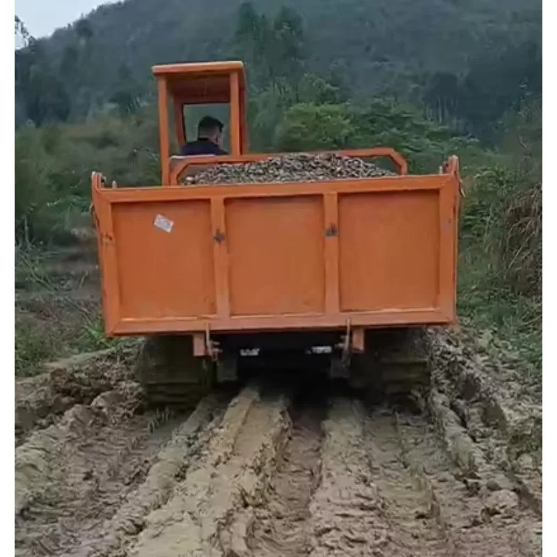 Manueller Mini-Raupen-Muldenkipper, hydraulisches Diesel-Muldenkipper-Transportfahrzeug, multifunktionaler Mini-Muldenkipper mit Raupen