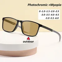 Vintage TR90 Photochromic Glasses for Women Male Ultralight Sports Color Changing Sunglasses Finished Myopia Eyewear 0 To -4.0