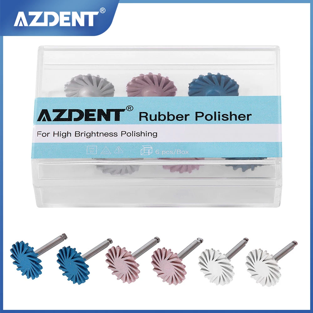 AZDENT 6pcs/set Dental Composite Resin Polishing Disc Kit Spiral Flex Brush Burs Diamond System RA disc 14mm wheel