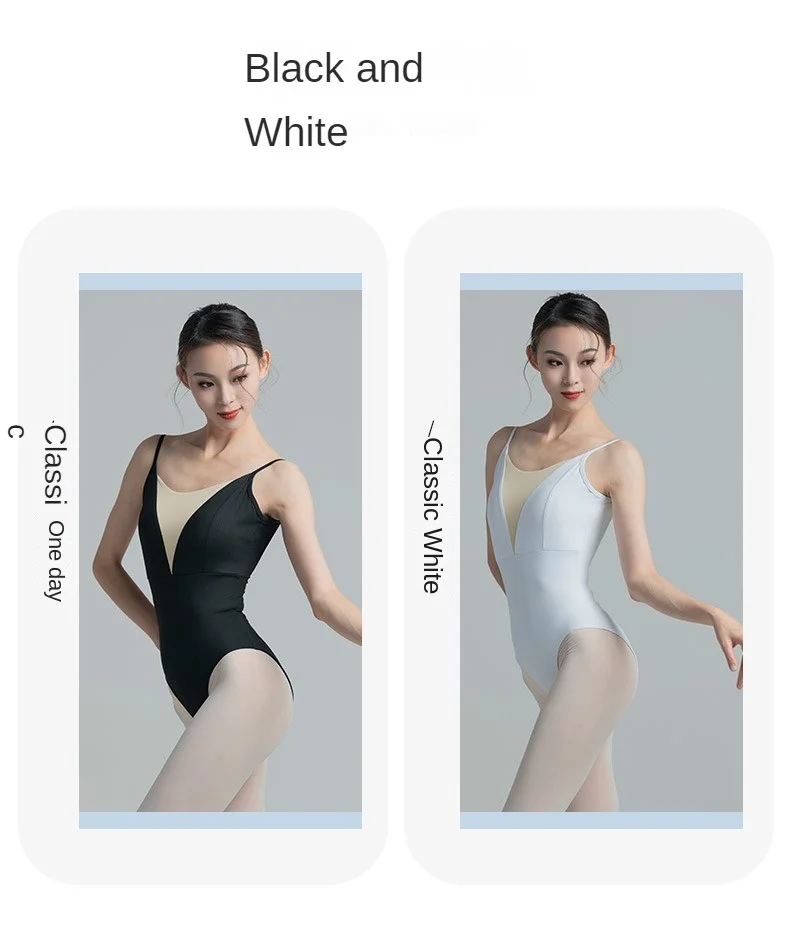 Elegantes, stilvolles Ballett-Gymnastik-Trikot mit hohem Rückenausschnitt, U-förmigem Rücken, Netzstoff-Fischschwanz-Einsatz und Kragen für Schwanentanz-Training – Detail 10