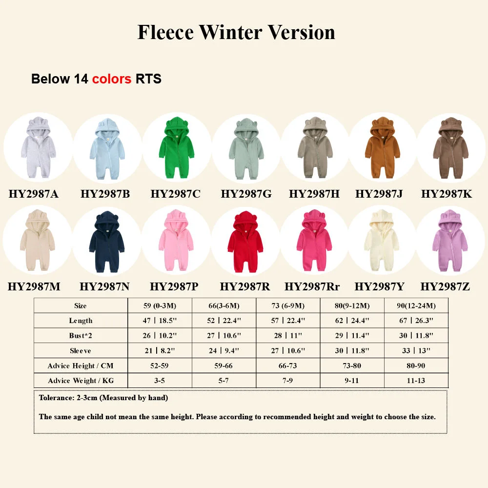 0-24M Nette Neugeborene Baby Strampler Winter Verdicken Fleece Warme Kleidung Infant Mit Kapuze Bär Onesie Kleinkind Junge mädchen Overalls Pyjamas – Detail 1