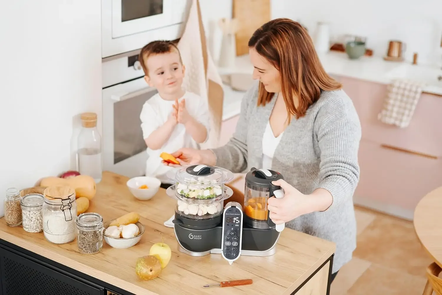 Grey: Multi-Speed Baby Food Maker Steamer and Puree Blender, Baby Food Processor that warms & defrosts