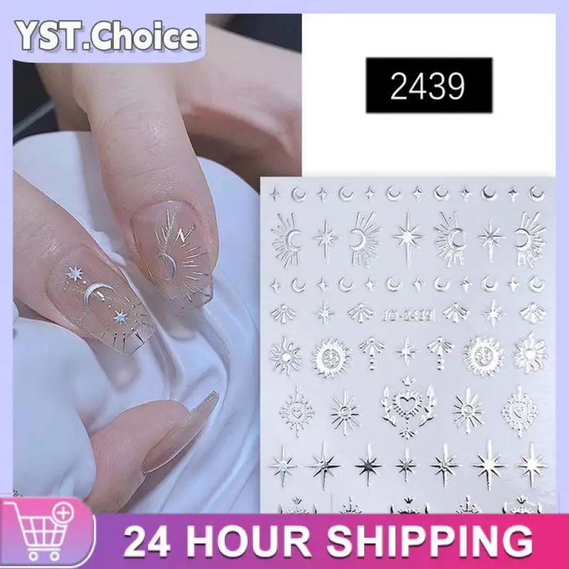 Nail Art Stickers Amazing Strong Stickiness Beautifully Odorless Rich Styles Heavenly Nail Decoration Moon And Stars Gold Metal