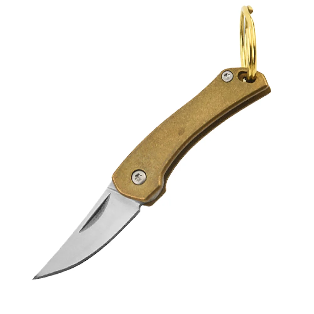 Retro Brass Mini Portable Folding Knife Pocket Knife Cute Keychian Sharp Daily Carry Unpacking Express EDC Tool