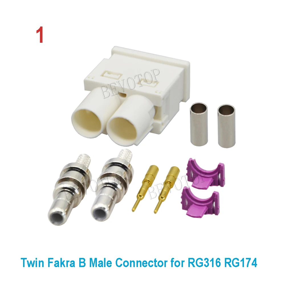 2Pcs/Lot Twin Fakra B Z Male/Female Straight/Right Angle 90° RF Coaxial Wire Connectors for RG316 RG174 Pigtail Cabl 50 Ohm