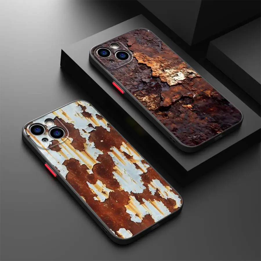 

Case for iPhone 17 Pro Max 13 Mini 15 Air SE XS XR 14 11 7 8 16 Plus 12 Funda Back Phone Cover 15 Pro Retro Rust Design