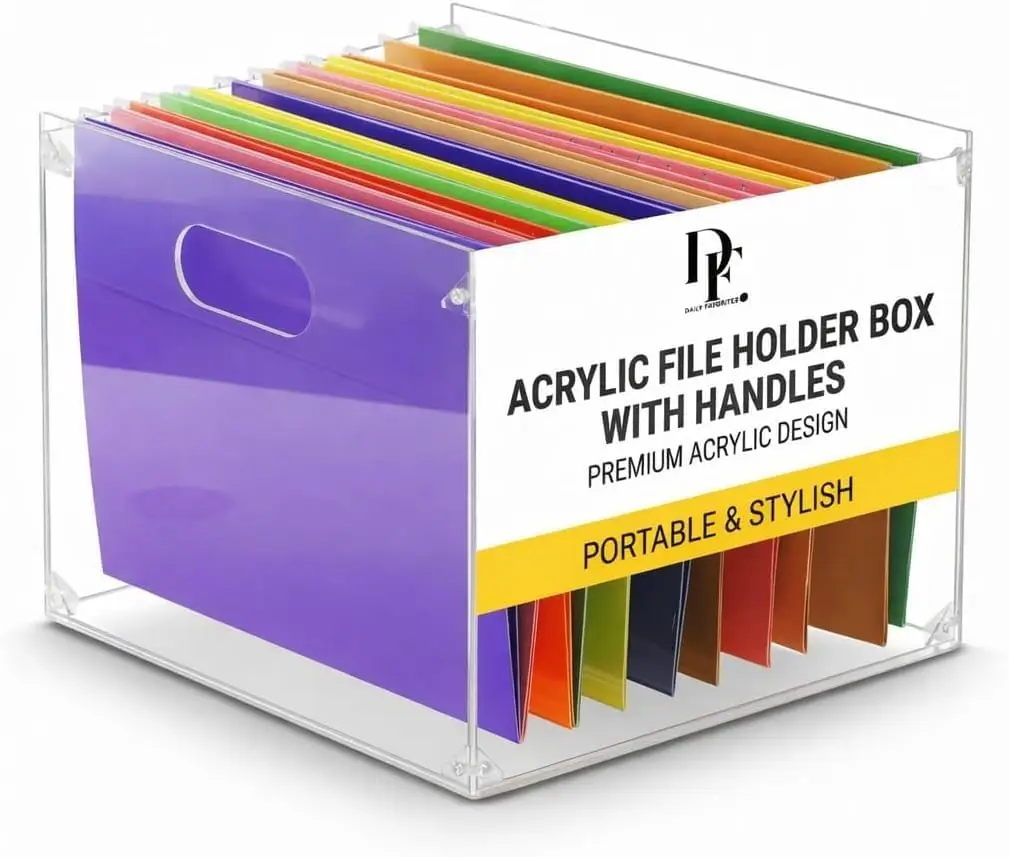 

Акриловый настольный органайзер с ручками — подвесной ящик для хранения документов формата Letter/A4, журналов и папок.