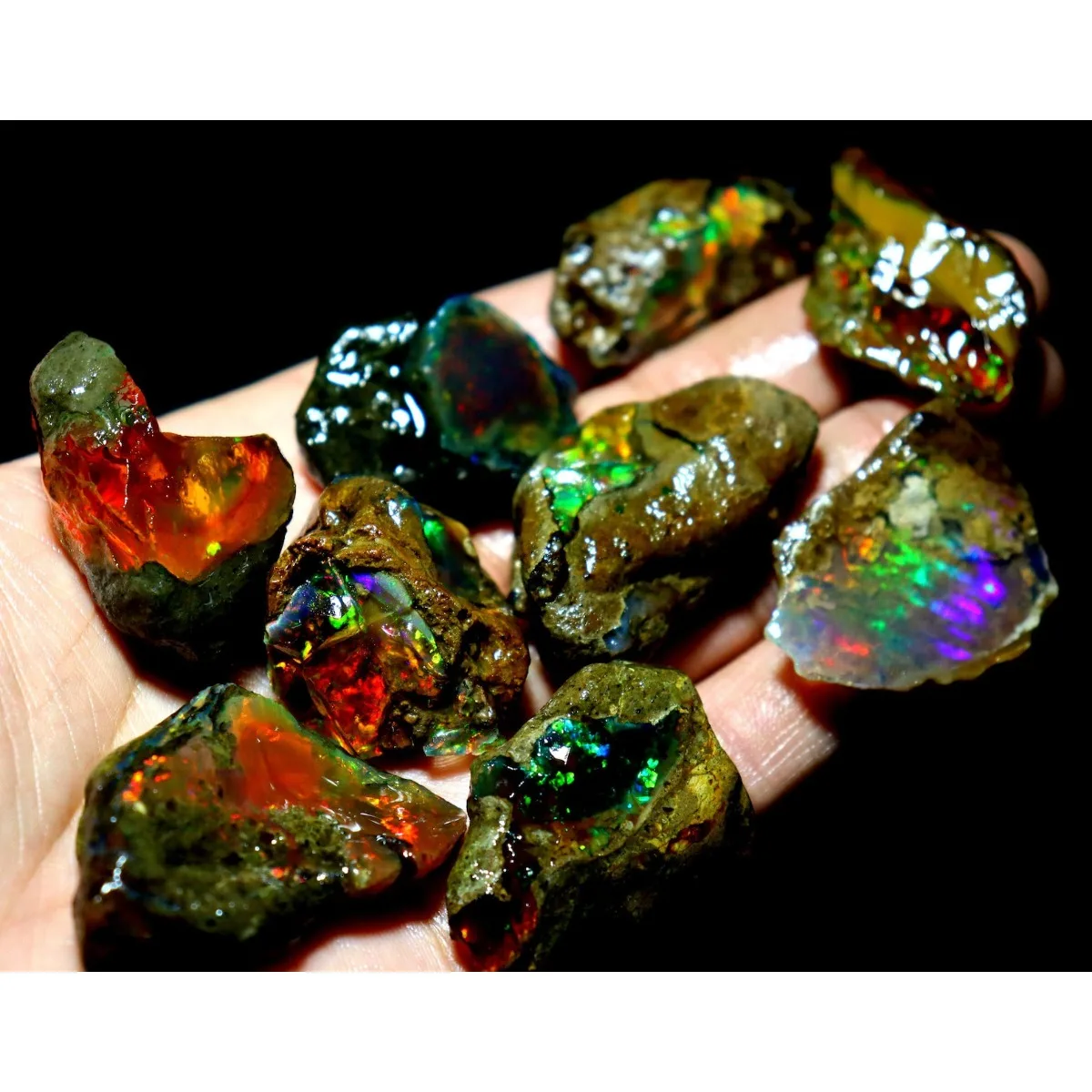 25-80CT Ethiopian Welo Opal Natural Rough Crystal Opal Fire Flash Gemstone Loose Stone For Jewelry Making DIY Craft Collection
