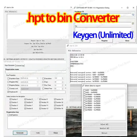 .hpt to bin Converter With Unlimited Keygen Compare Genuine and Modified Files Unlock Tuner Unlock Hpt Raw Edit for Multi Laptop
