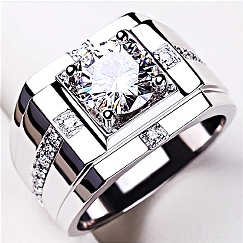New Arrival męski pierścionek regulowany gorąca sprzedaży moda kryształowy krzyż kwadratowy wzór pierścionek S925 srebrny dla chłopaka prezent na rocznicę