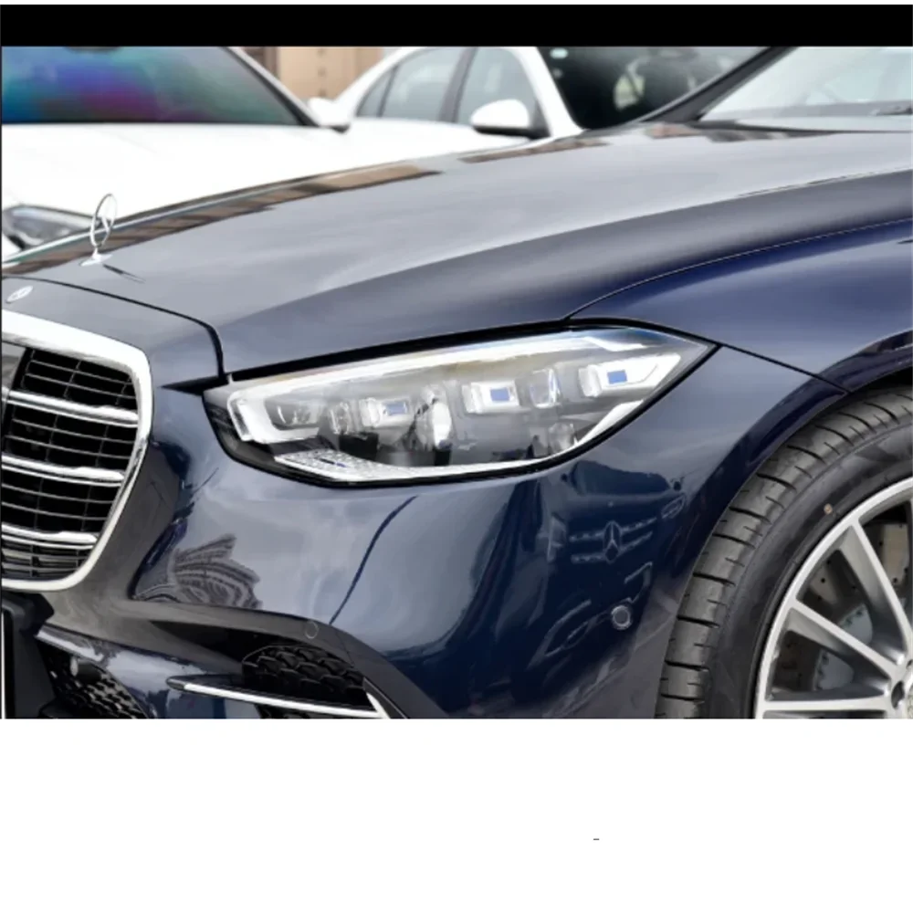 HTTCY لمرسيدس بنز S الفئة W223 S320 S450 S500 2021-2023 الجبهة سيارة غطاء المصباح عدسة قذيفة غطاء المصباح عاكس الضوء كشافات