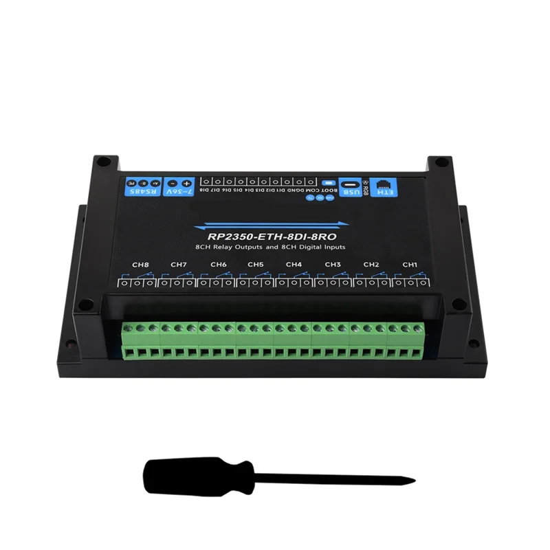 ABKQ-8-Channel ESP32-S3 Relay Module Onboard Isolated RS485 Interface Supports Digital Input With Isolation RP2350-ETH-8DI-8RO
