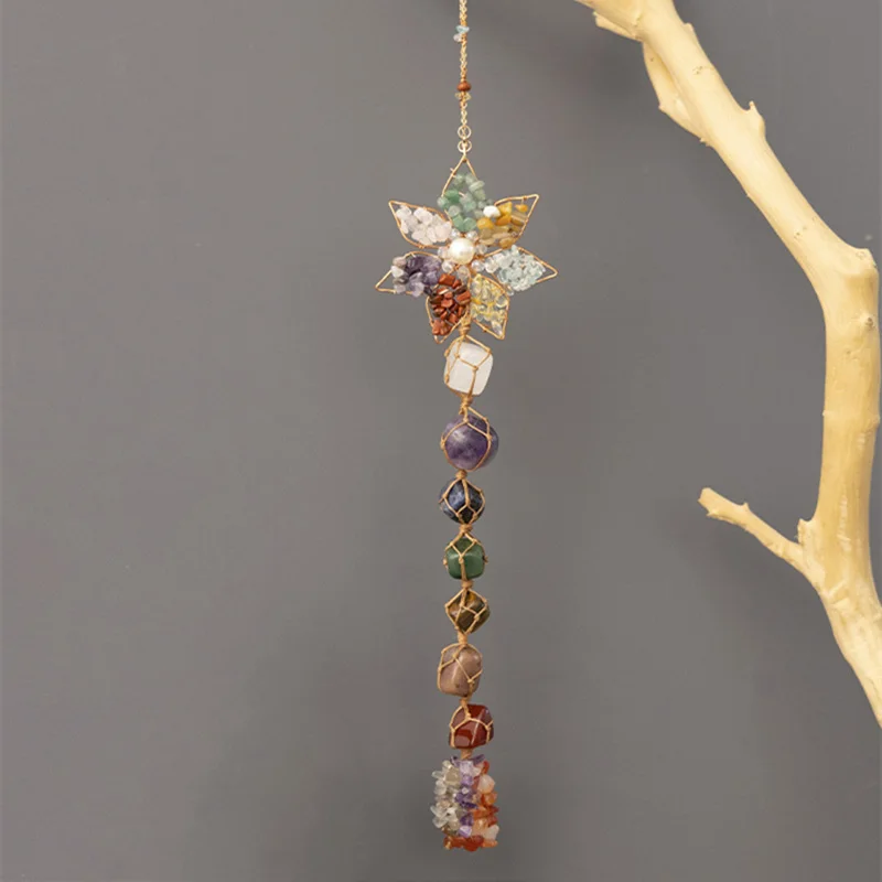 Natural Crystals Gem Stone Room Decor 7 Chakras Meditation Suncatcher Wall Hanging Ornament for Home Amethyst Spiritual Gifts