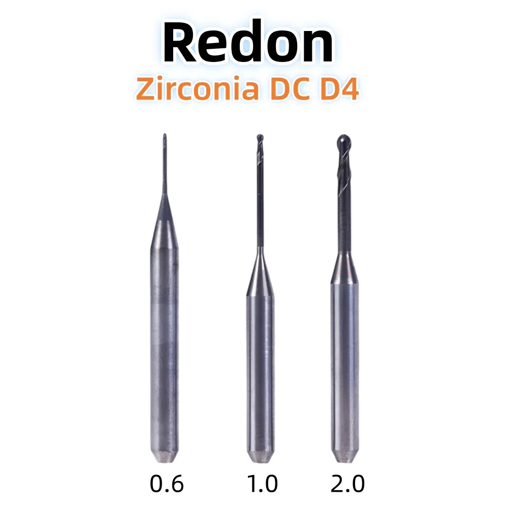 Redon Dental Milling Burs Diamond Coating for Zirconia Lithium Disilicate/Emax Glass-ceramic Metal PMMA DC/NC D4 Grinding Drills