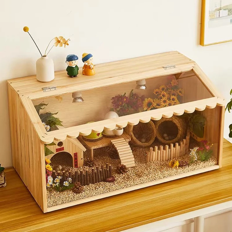 Small Animals Cages Large Hamster House Indoor Rodent Constant Temperature Cages Desktop Guinea Pigs Dwarf Rabbit Habitats