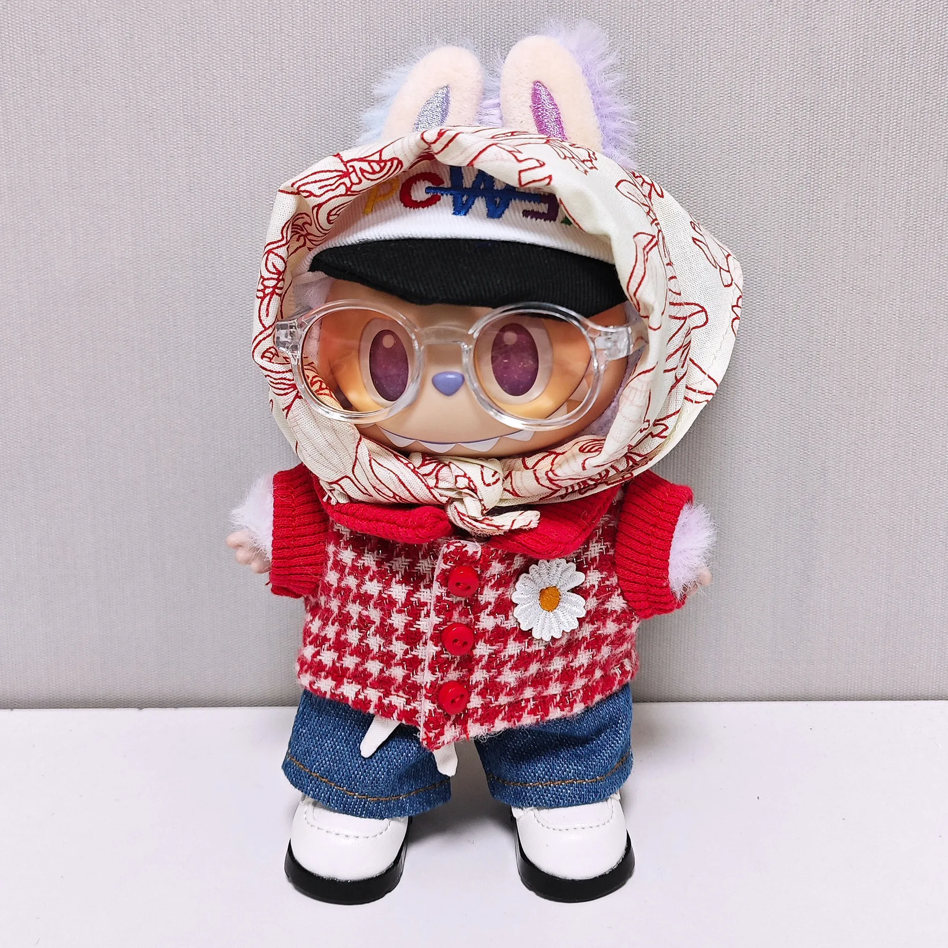 

For Labubu Selects 15cm / 17cm Red GD Clothes, Jeans Set, Labubu Universal Clothing