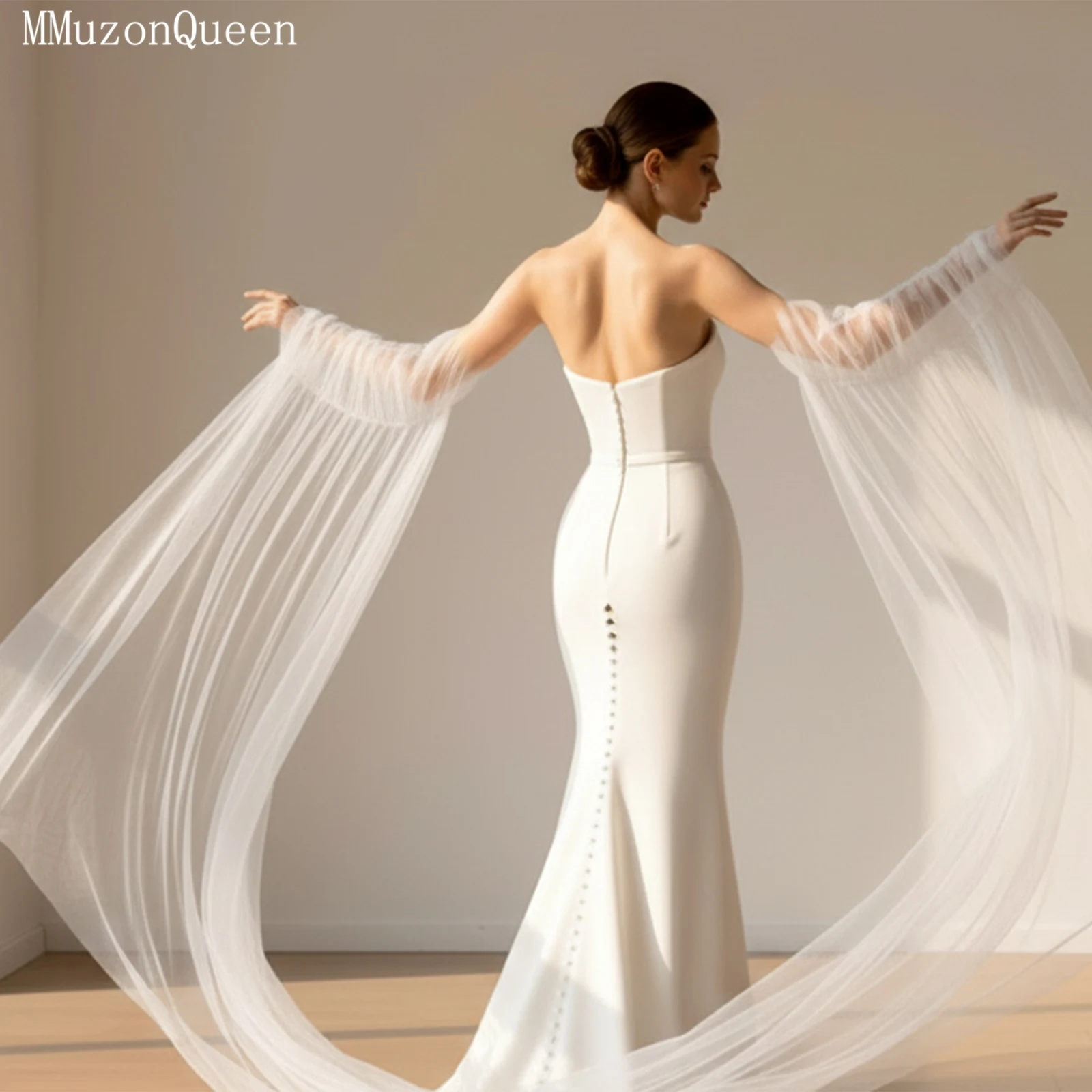 TOPQUEEN Guantes Largos Muje Bolero Frau Elegante Hochzeit Zubehör Für Bräute Abnehmbare Braut Langarm Vg136 – Detail 20