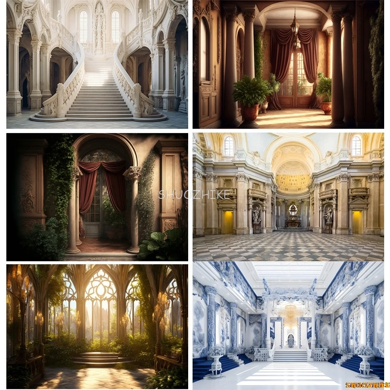 Retro Palace Castle Theme Photography Backdrops Props Vintage Theater Opera European Style Church Photo Studio Background ET-10