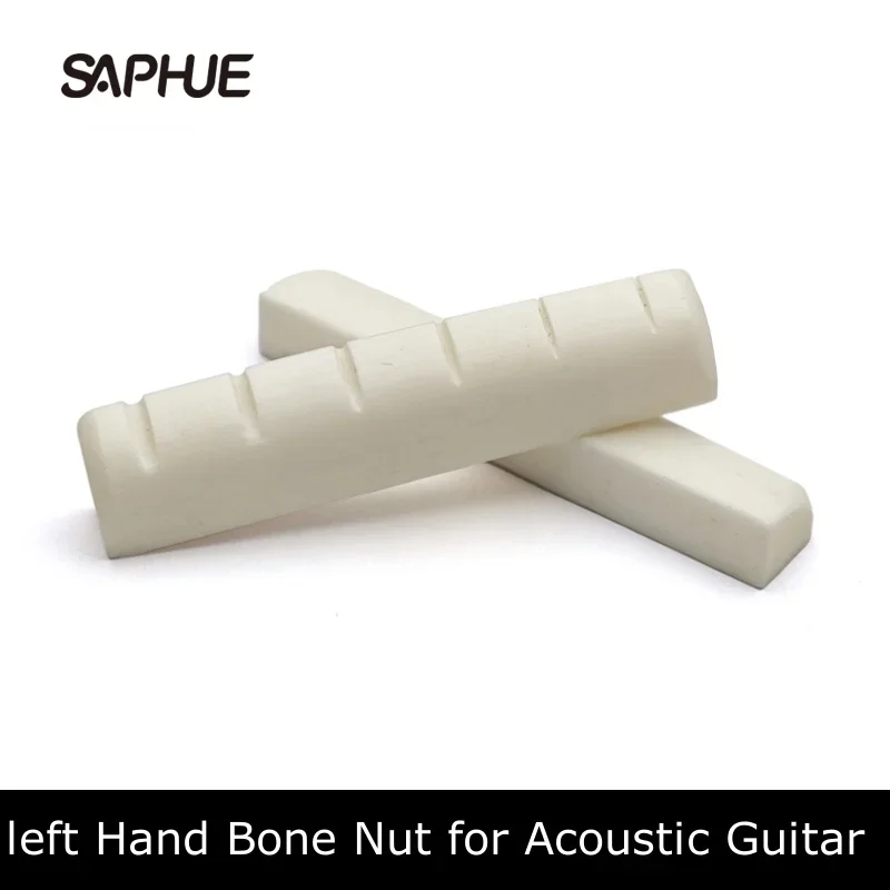 Left Hand Bone Nut for 6 String Bass, Cattle Bone Nut, Acoustic Guitar Nut, Music Instrument Parts, 43x6x8.5mm, 6Pcs