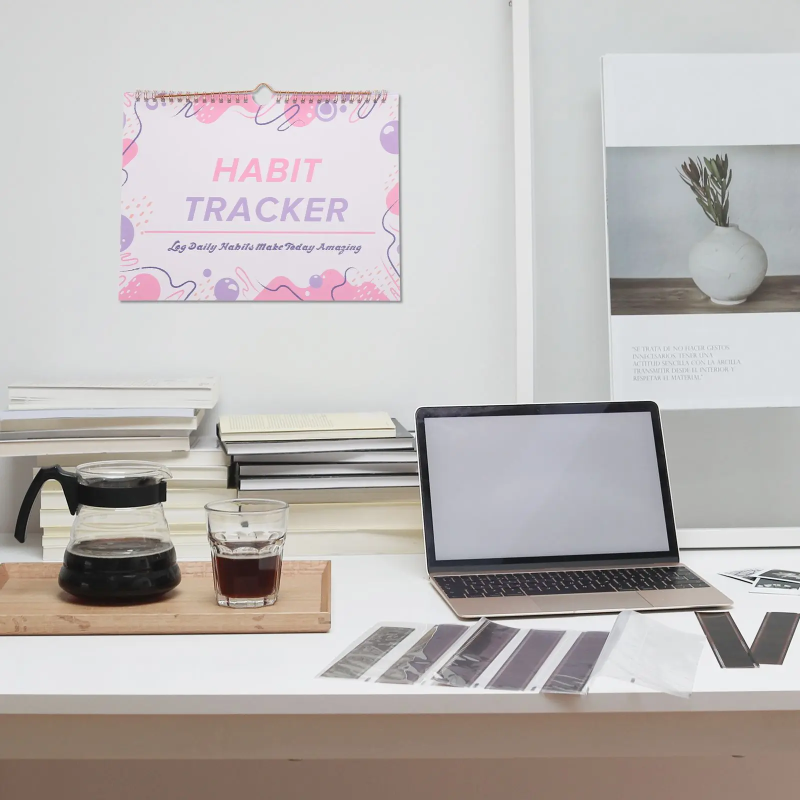 No Date Habit Tracker Journal for Goal Setting Workout Planner Minimalist Yellow White Design Schedules Motivation Notepad