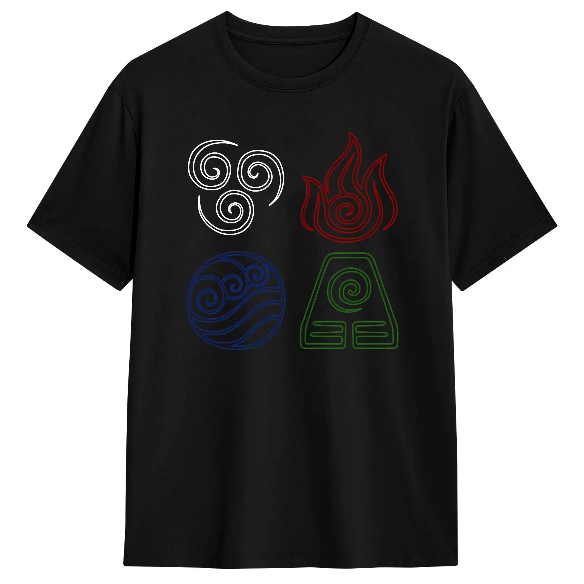 Four Elements Minimalist Avatars Airbender T-Shirt Summer  Awesome T Shirts Cotton Hipster Tshirt For Men Design Clothing