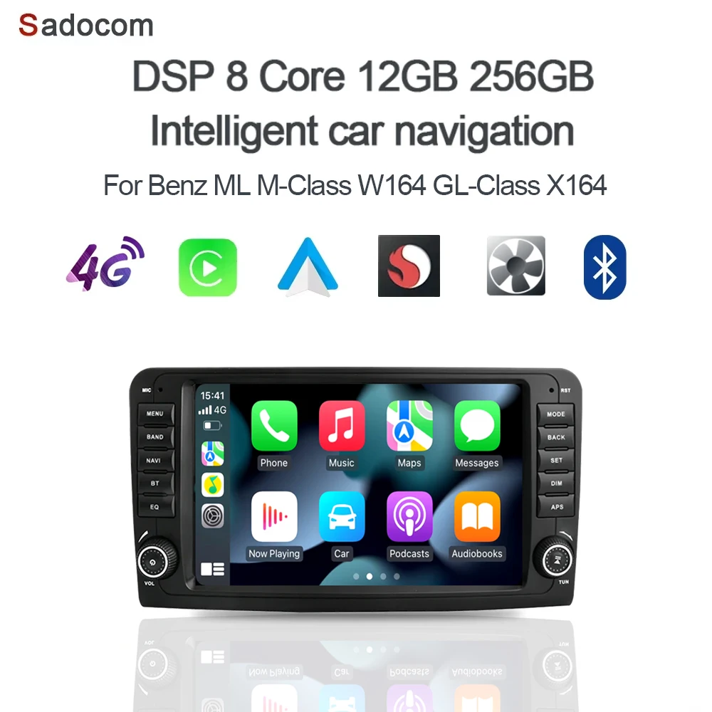 8' DSP Android 14.0 8 Core 8GB RAM 256GB Car Android Player GPS Map RDS Radio Car Radio For Benz W164 ML350 X164 GL320 2005-2012