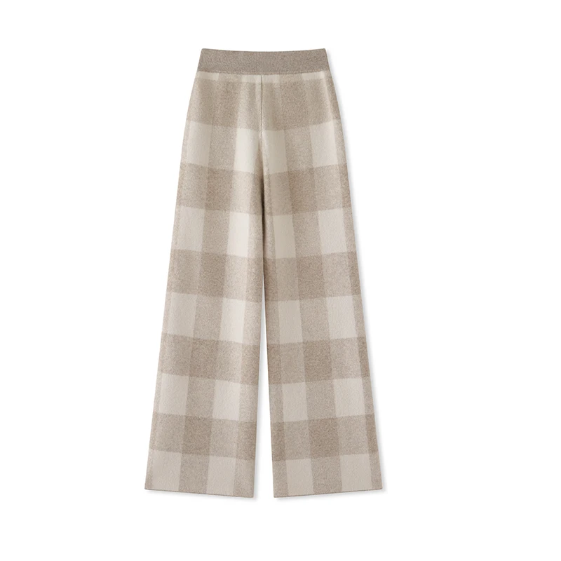 

ATTYYWS-Women's Wide Leg Pants, 100% Australian Wool, Knitted, Long, Fashion, Autumn, Winter, New, 2024