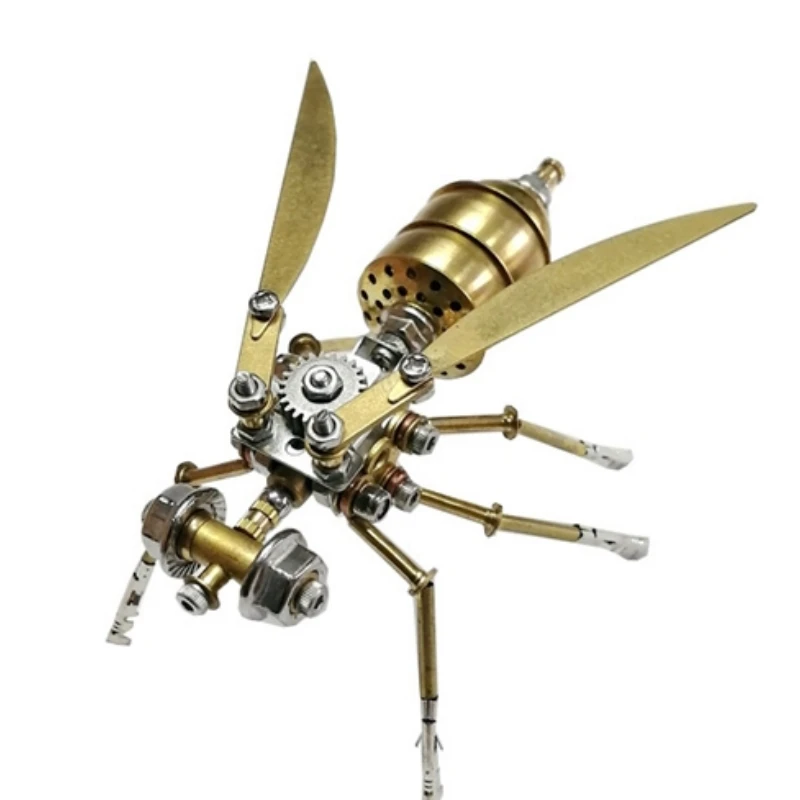 DIY Metal Assembly Small Wasp Model Kits 3D Puzzel Toy for Kids Adults Steampunk Mechanical Insect Ornament Pure Handmade Gift